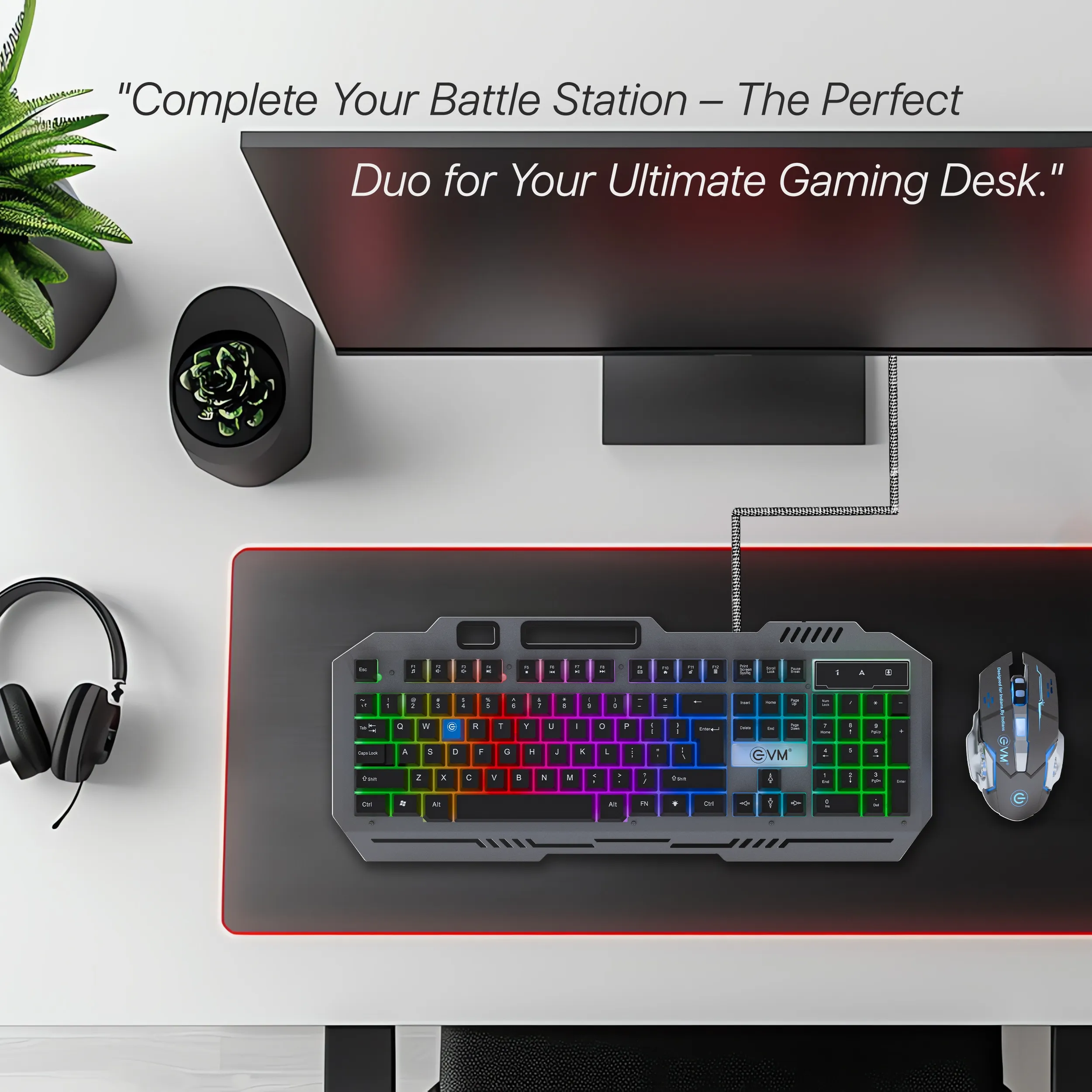 EVM Gaming Keyboard Mouse Combo Usb EnClaw 9027 (WDKM-612) Black Grey view 3